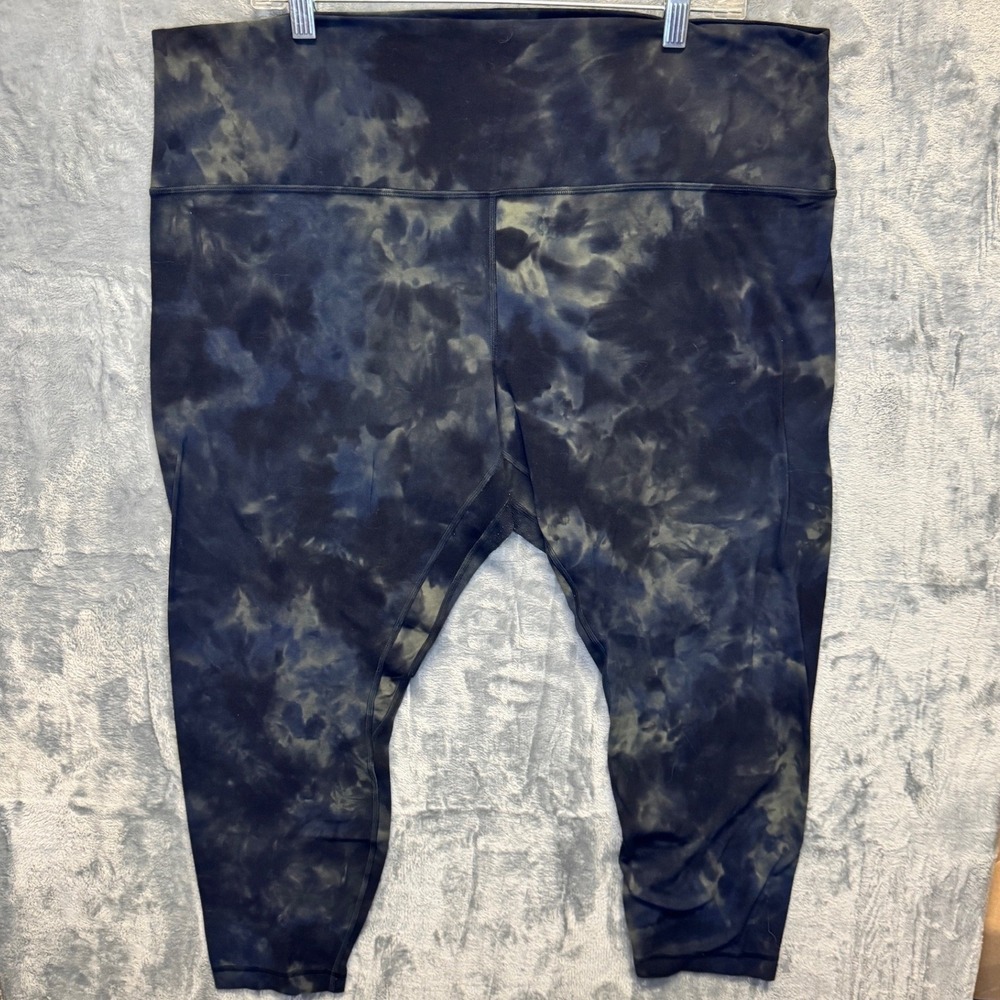 2208 | Lululemon Align Tie Dye High Rise Crop Leggings Black Green Women 20